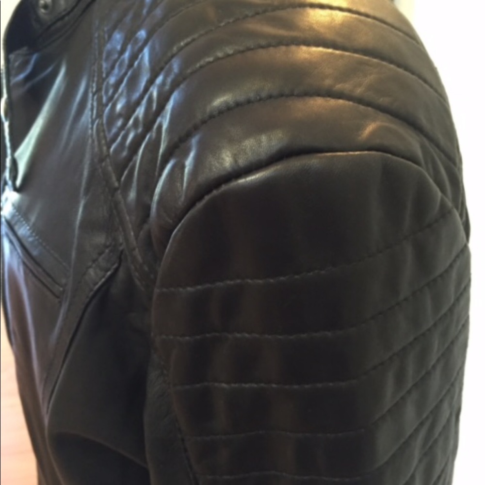 Black leather jacket. Made in Italy